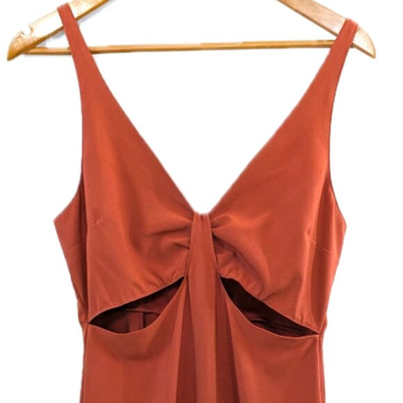 Abercrombie & Fitch | Silm Cutout Midi Dress Rust Orange Red	| Size Medium - Picture 4 of 12